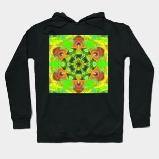 Mosaic Mandala Flower Green Yellow and Orange Hoodie